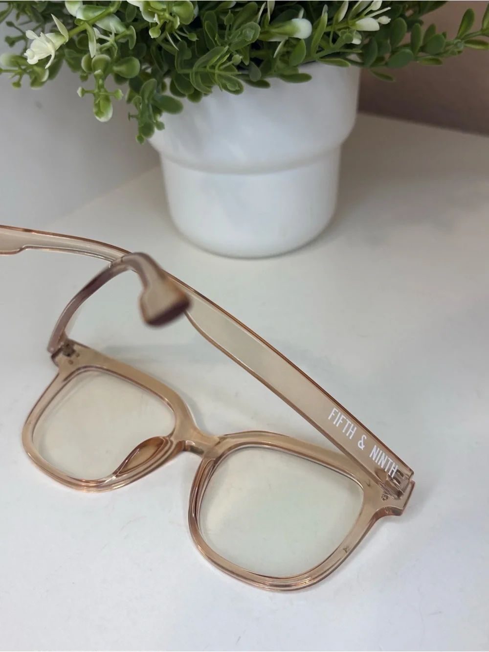 Fifth & Ninth Clear Tan Square Blue Light Glasses Computer Eyewear